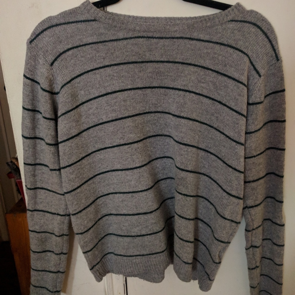Brandy Melville grey & green striped knit sweater